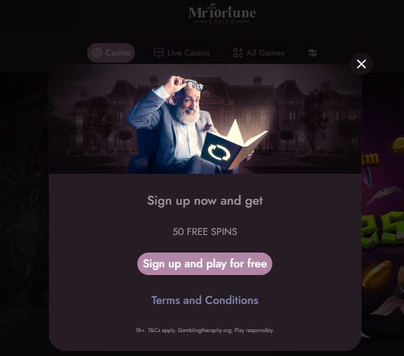 Register Mr Fortune casino receive fifty free spins signing up
