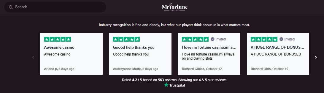 View verified ratings showing positive player experiences playing casino